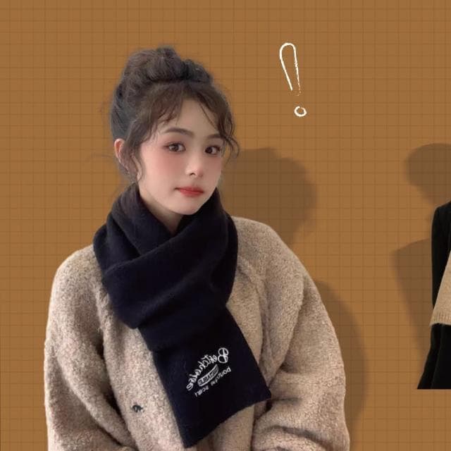 【ZOII 佐壹】學院風刺繡羊毛圍巾(刺繡圍巾 不扎圍巾 圍巾 脖圍 短版圍巾 女生圍巾 #322014)