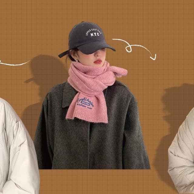 【ZOII 佐壹】學院風刺繡羊毛圍巾(刺繡圍巾 不扎圍巾 圍巾 脖圍 短版圍巾 女生圍巾 #322014)