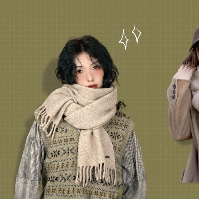 【ZOII 佐壹】高品質日系羊毛加厚流蘇圍巾 圍巾 圍脖 保暖圍巾 披肩 秋冬圍巾 加厚圍巾 保暖 #322038
