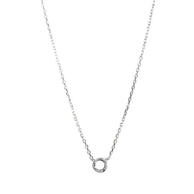 【米蘭精品】現貨+預購 925純銀項鍊鋯石吊墜經典圓環微鑲百搭生日情人節禮物女飾品2色74aq35