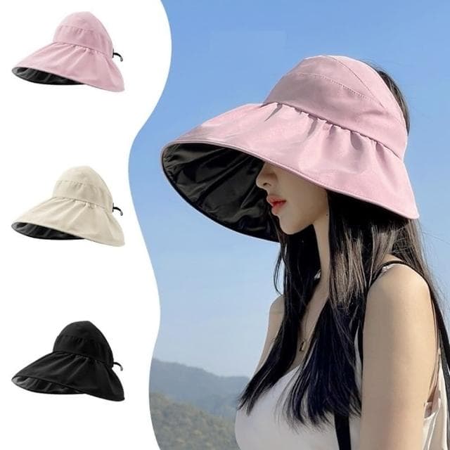 【米蘭精品】現貨+預購 空頂帽防曬帽黑膠大簷可摺疊女帽子母親節禮物5色74cp2
