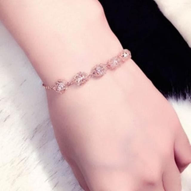 【米蘭精品】現貨+預購 玫瑰金鑲鑽手鍊可愛迷人多球設計生日情人節禮物女飾品73jq22