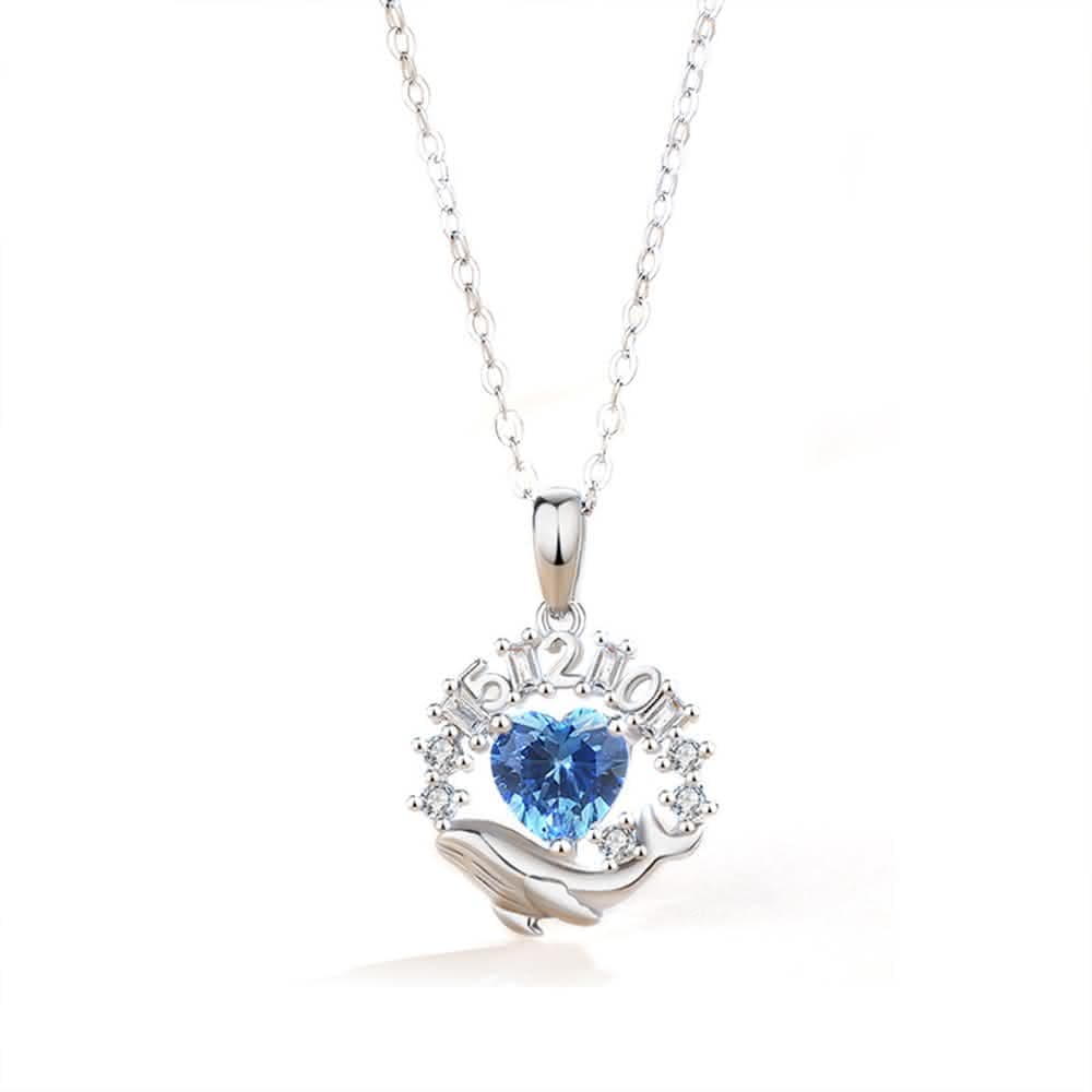 【米蘭精品】現貨+預購 925純銀項鍊鋯石吊墜鯨魚愛心520告白生日聖誕節交換禮物女飾品2色74cj11