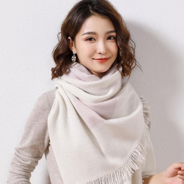 【米蘭精品】現貨+預購 100%羊毛圍巾保暖披肩-拼色百搭流蘇女配件情人節生日聖誕節交換禮物7色74dl62