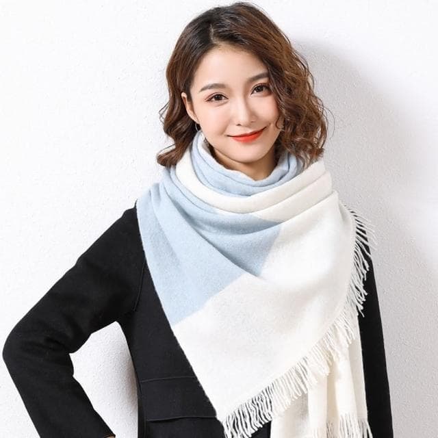 【米蘭精品】現貨+預購 100%羊毛圍巾保暖披肩-拼色百搭流蘇女配件情人節生日聖誕節交換禮物7色74dl62