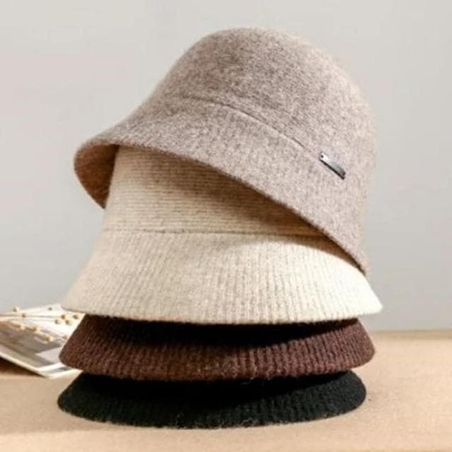 【米蘭精品】現貨+預購 漁夫帽毛呢盆帽-保暖簡約大簷羊毛針織女帽子生日情人節禮物74bn8