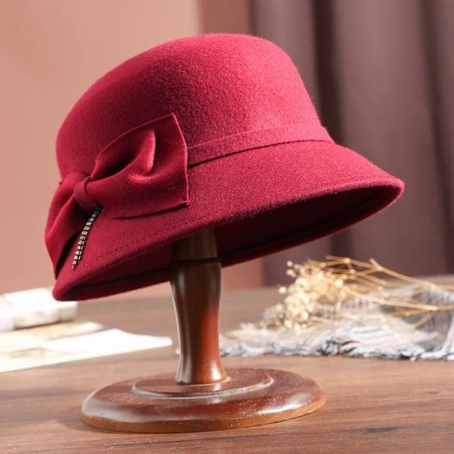 【米蘭精品】現貨+預購 羊毛帽禮帽-保暖優雅蝴蝶結英倫復古毛呢女帽子生日情人節禮物3色74dq4