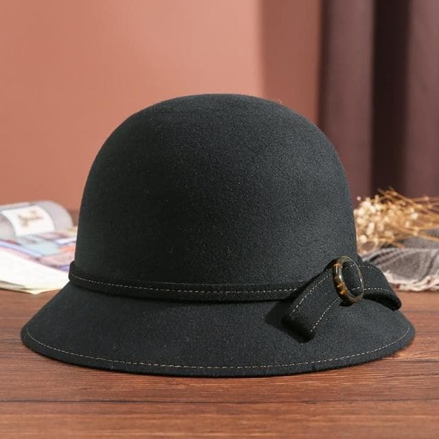 【米蘭精品】現貨+預購 羊毛帽禮帽-保暖蝴蝶結復古毛呢盆帽女帽子生日情人節禮物5色74dq40