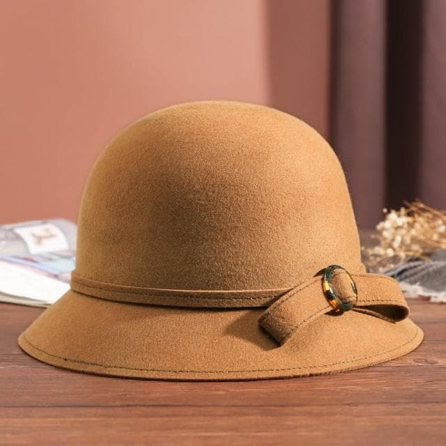 【米蘭精品】現貨+預購 羊毛帽禮帽-保暖蝴蝶結復古毛呢盆帽女帽子生日情人節禮物5色74dq40