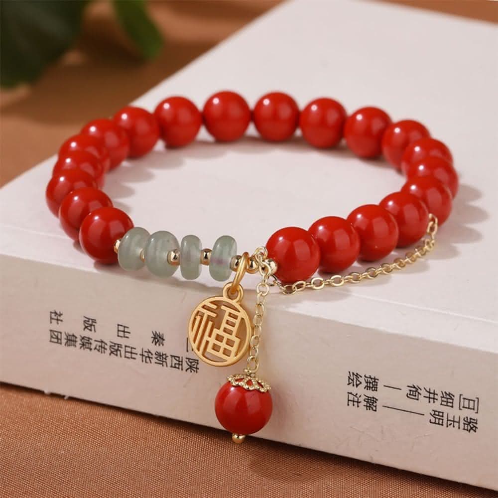 【米蘭精品】情人節禮物 現貨+預購 硃砂手鍊朱砂手串手珠平安擋煞防小人轉運淨化招財開運-8mm天然翡翠福字女飾品74fq2