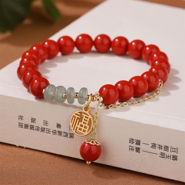 【米蘭精品】情人節禮物 現貨+預購 硃砂手鍊朱砂手串手珠平安擋煞防小人轉運淨化招財開運-8mm天然翡翠福字女飾品74fq2