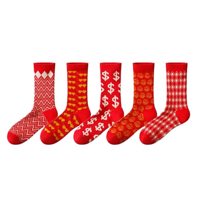 【米蘭精品】父親節禮物 現貨+預購 中筒襪棉襪11雙裝大紅喜慶休閒時尚中筒男女襪子11色74fs8