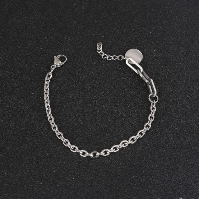 【米蘭精品】情人節禮物 現貨+預購 鈦鋼手鍊鈦鋼手環鏈條圓牌拼接細款男女飾品聖誕節交換禮物74fl49