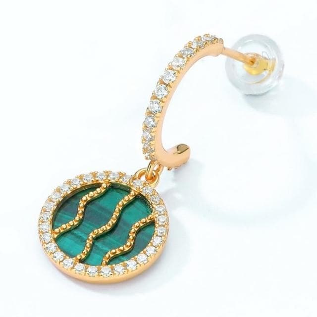 【米蘭精品】現貨+預購 孔雀石耳環925純銀耳針甜美西瓜造型孔雀石女飾品聖誕節交換禮物74gf41