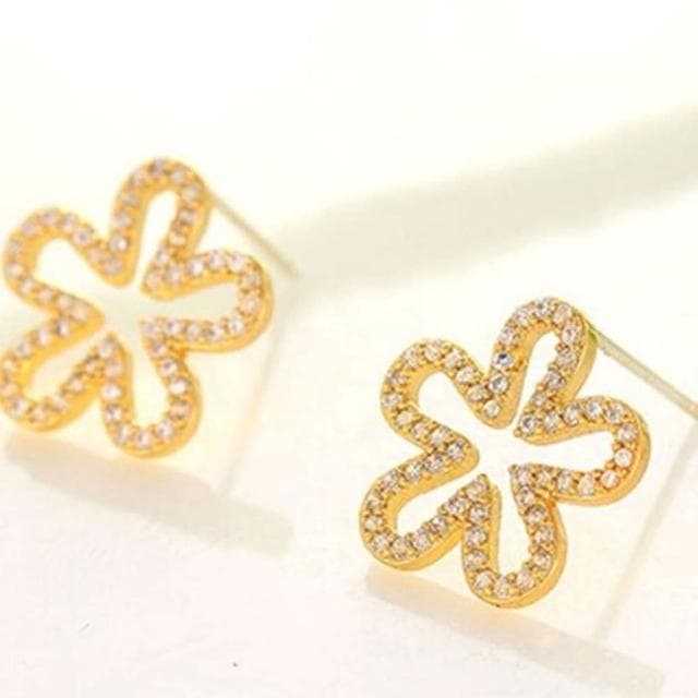 【米蘭精品】現貨+預購 耳環流行銀飾品鑲鑽耳飾精美五瓣花時尚百搭情人節生日禮物首選3色73ag186