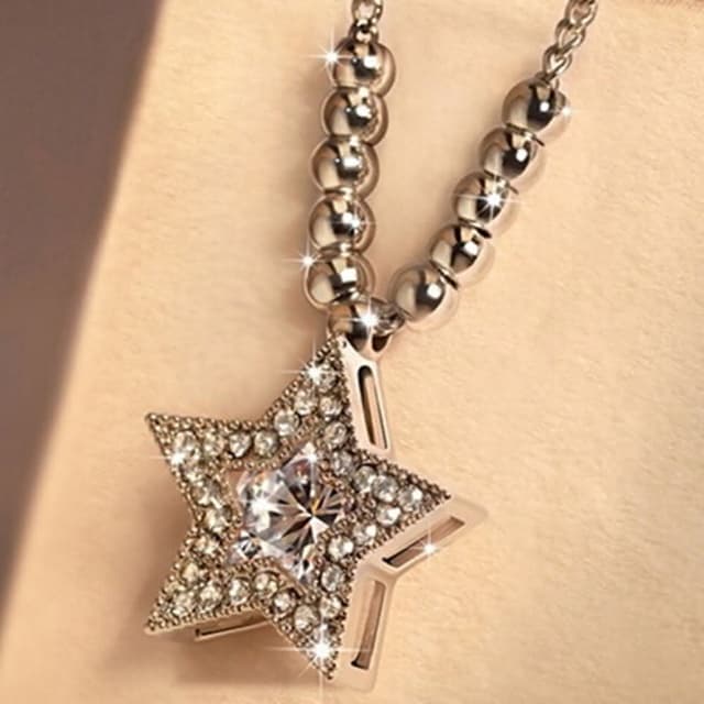 【米蘭精品】現貨+預購 鑲鑽項鍊銀飾品星星圓珠造型獨特韓國百搭母親節生日情人節聖誕節交換禮物73y13