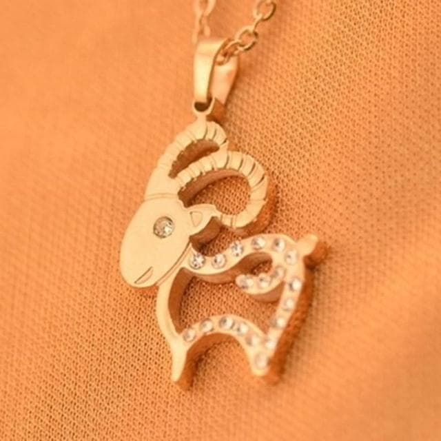 【米蘭精品】現貨+預購 玫瑰金鑲鑽項鍊吊墜子可愛山羊流行飾品情人節生日聖誕節交換禮物71x87