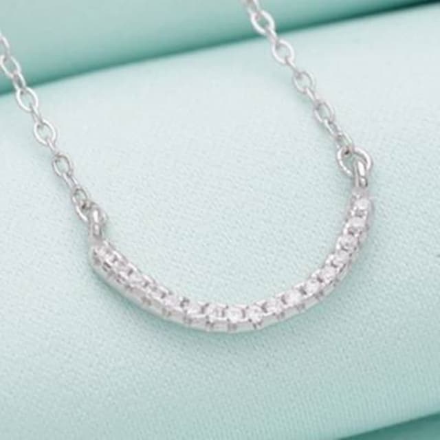 【米蘭精品】現貨+預購 鑲鑽項鍊流行銀飾品圓弧百搭典雅質感母親節生日情人節聖誕節交換禮物73v139