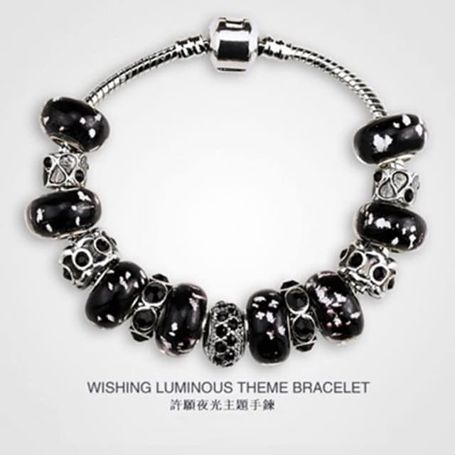 【米蘭精品】現貨+預購 串珠手鍊流行飾品精美夜光許願黑色系列母親節情人節生日聖誕節交換禮物2款73ay37