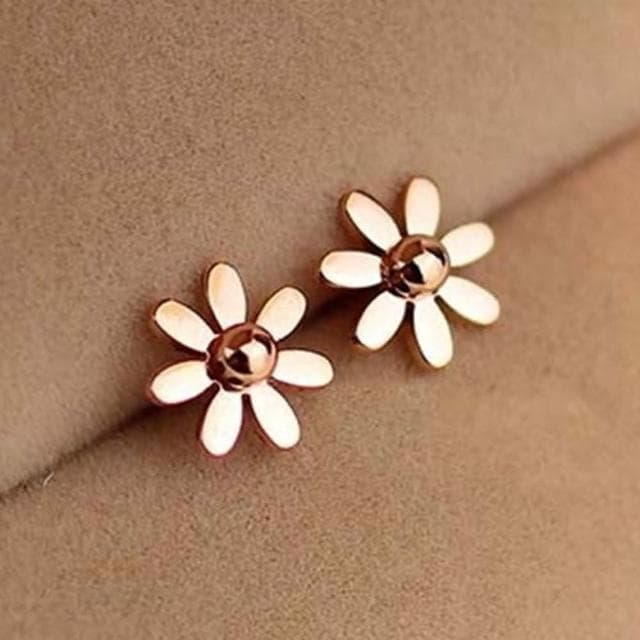 【米蘭精品】現貨+預購 玫瑰金耳環流行飾品時尚可愛雛菊母親節生日情人節聖誕節交換禮物71at14