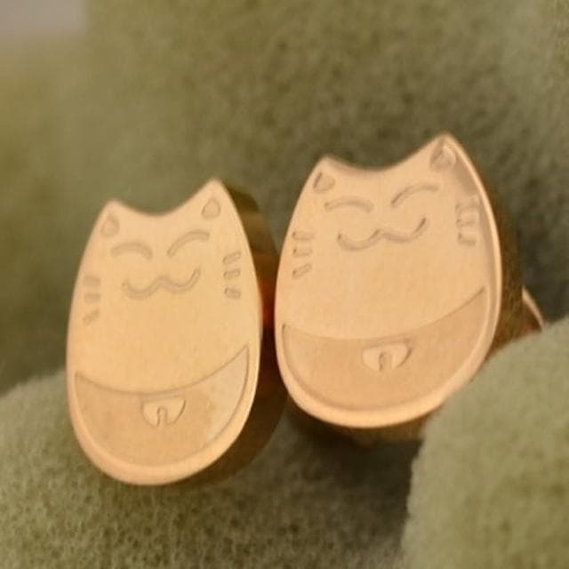 【米蘭精品】現貨+預購 玫瑰金耳環流行飾品可愛招財貓流行母親節生日情人節聖誕節交換禮物71at59