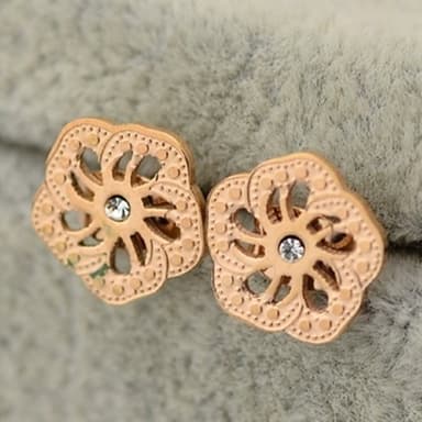【米蘭精品】現貨+預購 玫瑰金鑲鑽耳環流行飾品精美花型時尚母親節生日情人節聖誕節交換禮物71at61