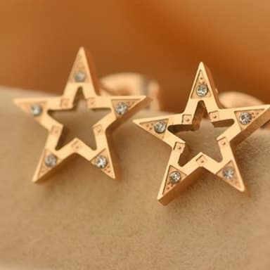 【米蘭精品】現貨+預購 玫瑰金鑲鑽耳環流行飾品時尚五角星精選母親節生日情人節聖誕節交換禮物71at68