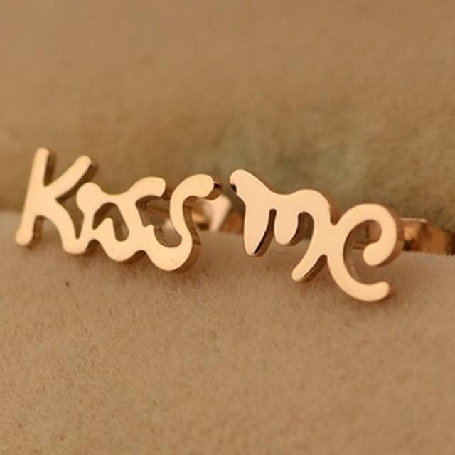 【米蘭精品】現貨+預購 玫瑰金耳環流行飾品時尚kiss me母親節生日情人節聖誕節交換禮物71at73