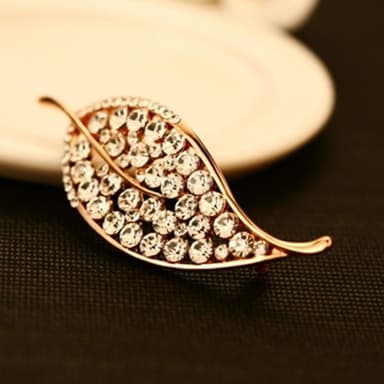 【米蘭精品】現貨+預購 玫瑰金胸針鑲鑽流行飾品韓版復古葉子造型七夕情人節生日聖誕節交換禮物73bz12