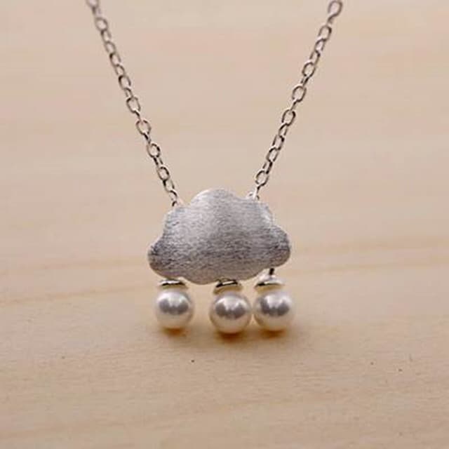 【米蘭精品】現貨+預購 項鍊珍珠流行銀飾品復古簡約雲朵造型母親節生日情人節聖誕節交換禮物73as45