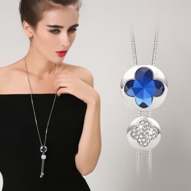 【米蘭精品】現貨+預購 水晶毛衣鍊項鍊優雅鑲鑽甜美氣質母親節情人節生日聖誕節交換禮物2色73fv87