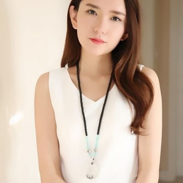 【米蘭精品】現貨+預購 貓眼石毛衣鍊項鍊民族風格雙魚設計母親節情人節生日聖誕節交換禮物2色73fv5