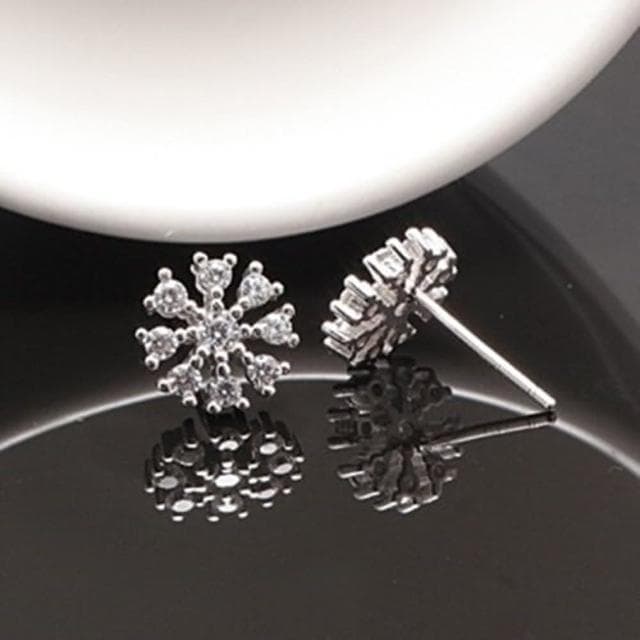 【米蘭精品】現貨+預購 925純銀耳環鑲鑽耳飾簡潔亮眼雪花設計情人節生日聖誕節交換禮物女飾品73dm37