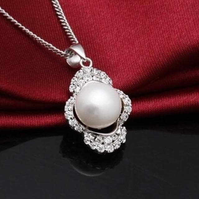 【米蘭精品】現貨+預購 925純銀項鍊珍珠吊墜精美鑲鑽花朵造型情人節生日聖誕節交換禮物女飾品73dh22