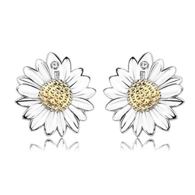 【米蘭精品】現貨+預購 925純銀耳環鑲鑽耳飾可愛向日葵造型生日情人節禮物女飾品73dy31