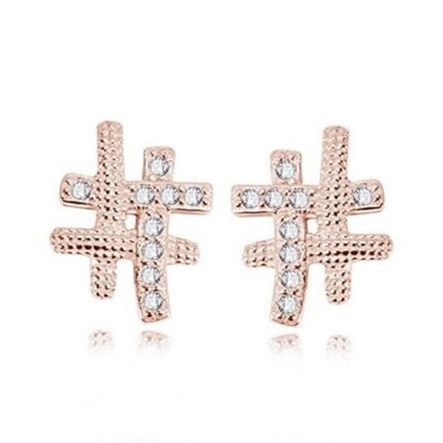 【米蘭精品】現貨+預購 925純銀鑲鑽玫瑰金耳飾百搭井字造型情人節生日聖誕節交換禮物女飾品73dy40