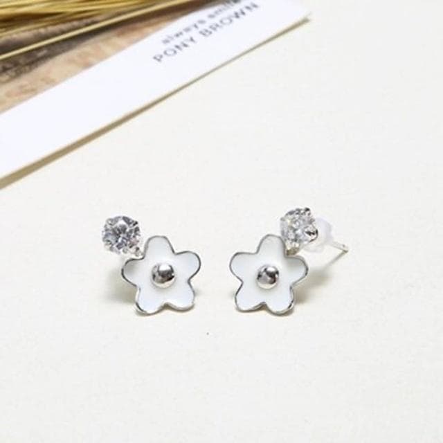 【米蘭精品】現貨+預購 925純銀耳環鑲鑽耳飾簡約花朵造型生日情人節禮物女飾品73dy56