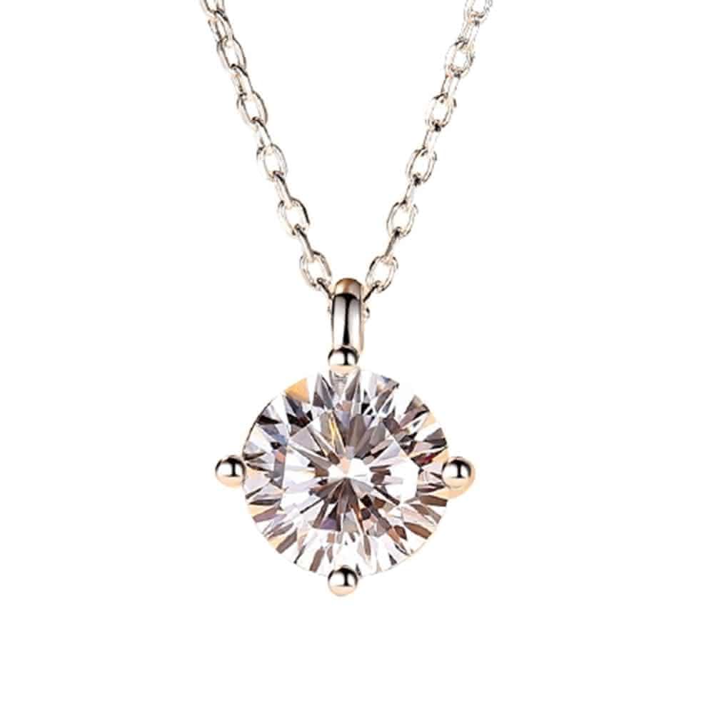 【米蘭精品】現貨+預購 莫桑鑽項鍊925純銀吊墜2ct四爪鑲嵌單鑽聖誕節情人節生日禮物女飾品73yk27