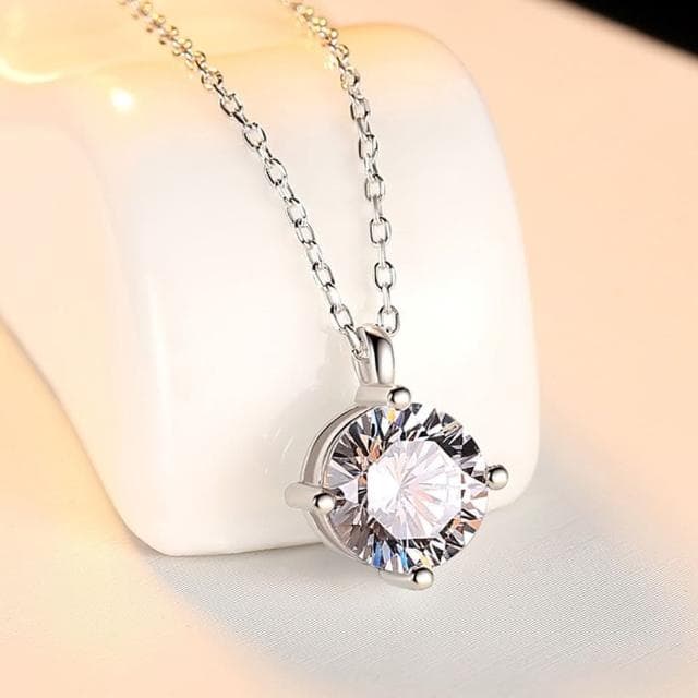【米蘭精品】現貨+預購 莫桑鑽項鍊925純銀吊墜2ct四爪鑲嵌單鑽聖誕節情人節生日禮物女飾品73yk27