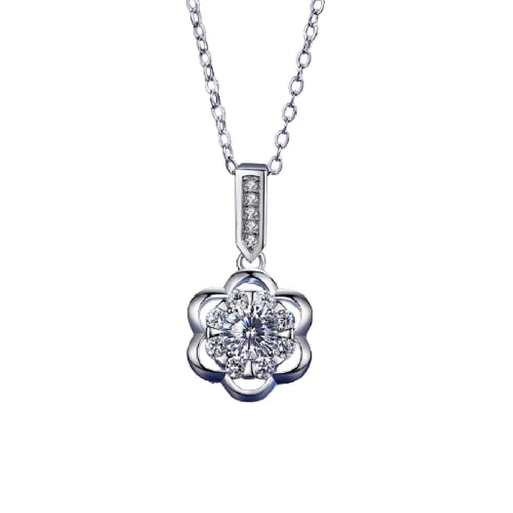 【米蘭精品】現貨+預購 莫桑鑽項鍊925純銀吊墜0.5克拉花朵鏤空聖誕節情人節生日禮物女飾品73yk34