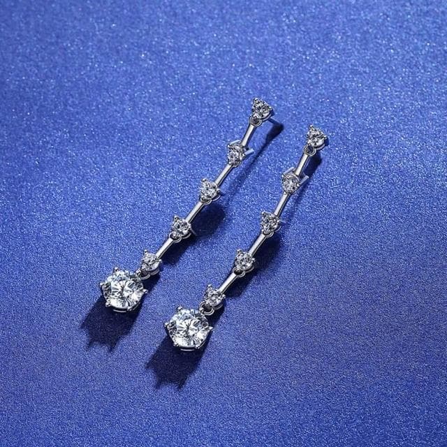 【米蘭精品】現貨+預購 莫桑鑽耳環925純銀耳針1ct八心八箭長款聖誕節情人節生日禮物女飾品73yk58