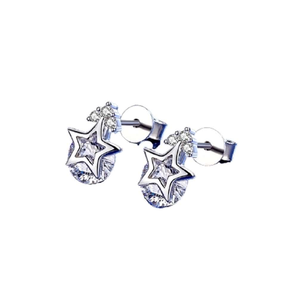 【米蘭精品】現貨+預購 莫桑鑽耳環925純銀耳扣0.8/1ct鏤空五角星心形情人節生日禮物女飾品2款73yk76