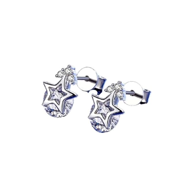 【米蘭精品】現貨+預購 莫桑鑽耳環925純銀耳扣0.8/1ct鏤空五角星心形情人節生日禮物女飾品2款73yk76