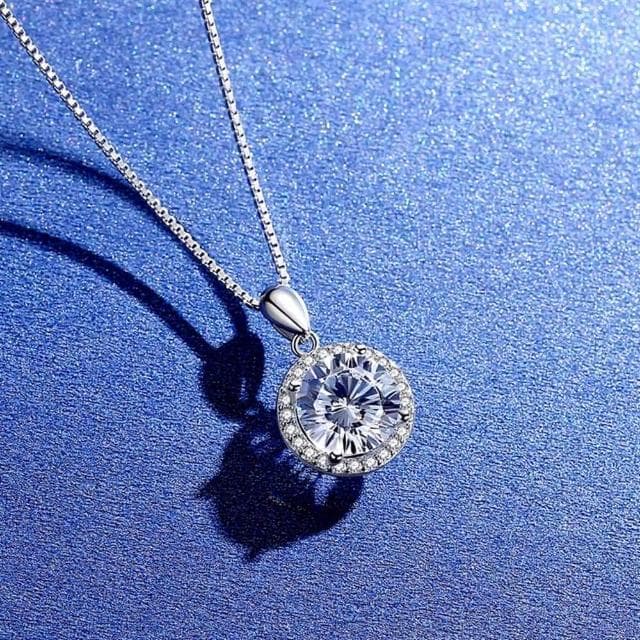 【米蘭精品】現貨+預購 莫桑鑽項鍊925純銀吊墜3克拉圓形滿鑽時尚聖誕節情人節生日禮物女飾品73yk102