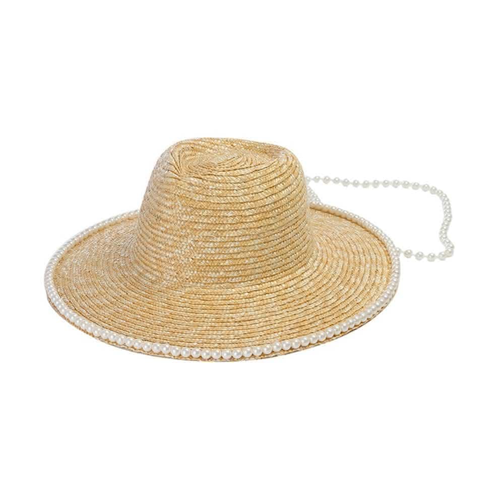 【米蘭精品】現貨+預購 草帽防曬爵士帽珍珠鍊鑲邊遮陽戶外女帽子母親節情人節生日聖誕節交換禮物2款74bw2