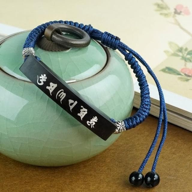 【米蘭精品】情人節禮物 現貨+預購 編織手鍊道家手繩手珠平安擋煞防小人轉運淨化招財開運-黑檀木鑲銀六字真言男女飾品74if35