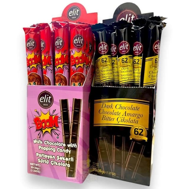 【Elit】*貪吃熊*土耳其 elit  巧克力棒 62%黑巧克力棒 跳跳糖風味牛奶巧克力棒 (20支/盒)
