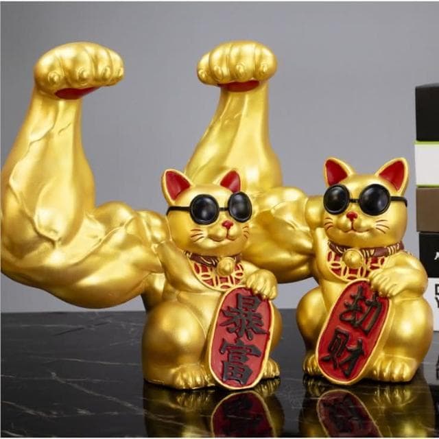 台灣現貨 招財貓 招財小物 禮物交換禮物 招財進寶 巨手招財貓 開幕送禮 開店賀禮 開店禮物 肌肉招財貓 HW26