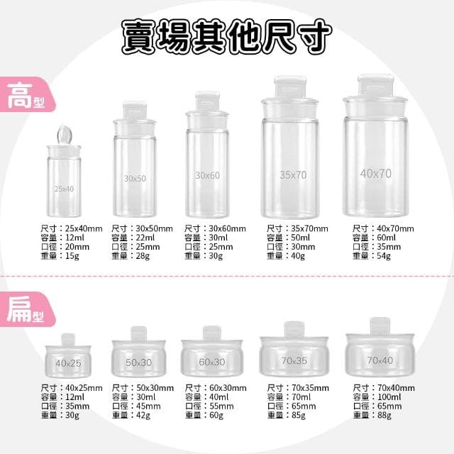 玻璃秤量瓶 2入 多種規格 玻璃瓶子 分裝瓶 擴香瓶 容器瓶 瓶瓶罐罐 藥水分裝 果醬罐 飾品展示 迷你分裝瓶 圓形玻璃瓶 造型玻璃罐 5-GWB