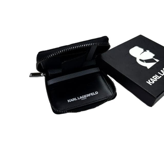 【KARL LAGERFELD 卡爾】卡爾 拉鍊皮夾 Karl 附盒 真皮皮夾 羊皮 零錢袋 短夾 錢包 生日禮物 送禮  #1012